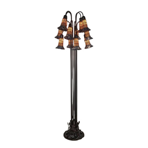 Oakestry 63 in. High Stained Glass Pond Lily 12 Light Floor Lamp Elegant Floor Lamp Stained Glass Lighting Decorative Home Living Room Bedroom Office Vintage Style Durable Build Ambient Light