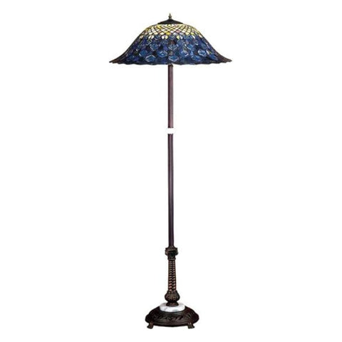 Oakestry 60InchH Tiffany Peacock Feather Floor Lamp Elegant Floor Lamp Stained Glass Lighting Decorative Home Living Room Bedroom Office Vintage Style Durable Build Ambient Light