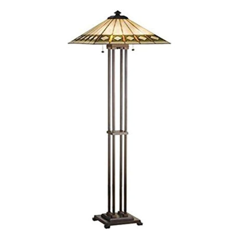 Oakestry 63InchH Diamond Band Mission Floor Lamp Elegant Floor Lamp Stained Glass Lighting Decorative Home Living Room Bedroom Office Vintage Style Durable Build Ambient Light