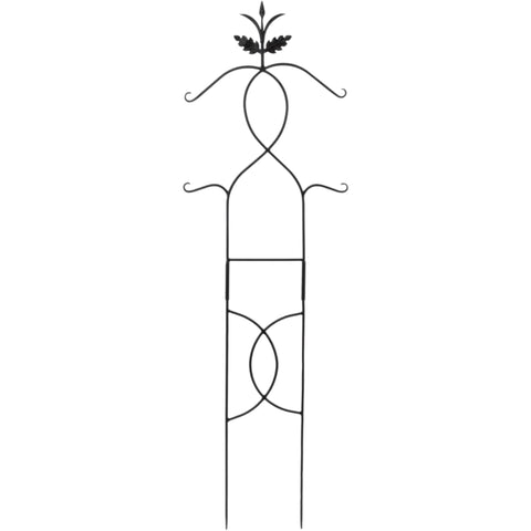 Tendrils Wrought Iron Plant Trellis, 79 Inch Tall Decorative Garden Support with Curved Design, Black Powder Coated for Climbing Plants
