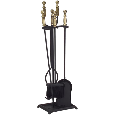 Westminster Fireplace Tool Set, 4-Piece Cast and Wrought Iron Hearth Tools with Stand, Black Powder-Coated Finish, 30-Inch Height