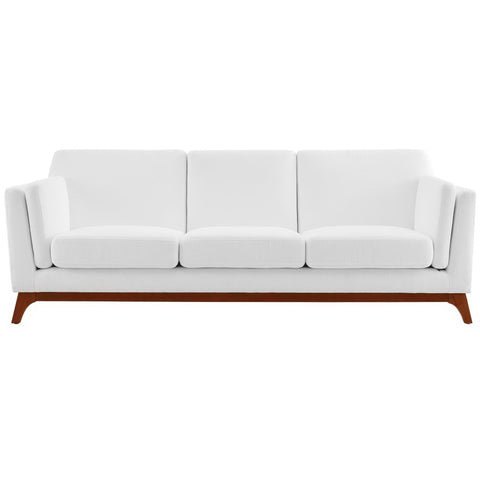 Oakestry Luxury Inspired Chance Upholstered Fabric Sofa - White Comfortable Indoor Sofa for Living Room Apartment Lounge Reception Area Premium Everyday Styling