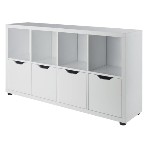 Oakestry Julian Storage Cabinet White Home Office Organizer and Living Room Shelf Unit with Spacious Open Cubby Design