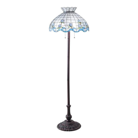 Oakestry 62Inch High Roseborder Floor Lamp Elegant Floor Lamp Stained Glass Lighting Decorative Home Living Room Bedroom Office Vintage Style Durable Build Ambient Light