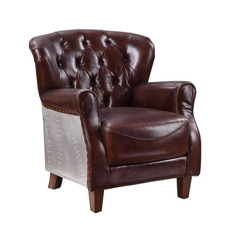 ACME Accent Chair Brancaster collection - Vintage Brown & Aluminum