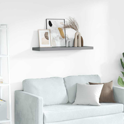 Oakestry Floating Wall Shelf Gray 35.4 inches x9.3 inches x1.5 inches MDF Refined Living Space Essential