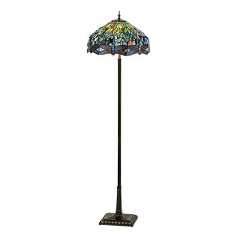 Oakestry 67 Inch Tiffany Hanginghead Dragonfly Floor Lamp Stained Glass Standing Light Vintage Mission Accent Fixture for Living Room Bedroom Reading Nook Home Decor