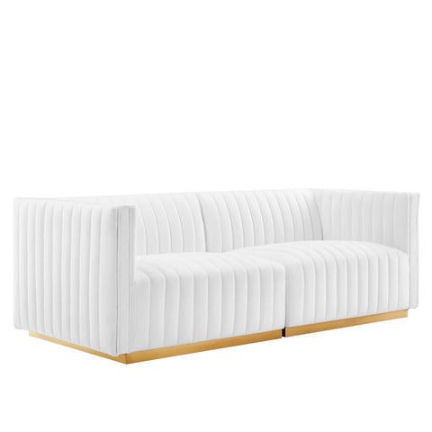 Oakestry Luxury Inspired Conjure Channel Tufted Performance Velvet Loveseat Comfortable Indoor Loveseat for Living Room Apartment Lounge Reception Area Modern Everyday Styling