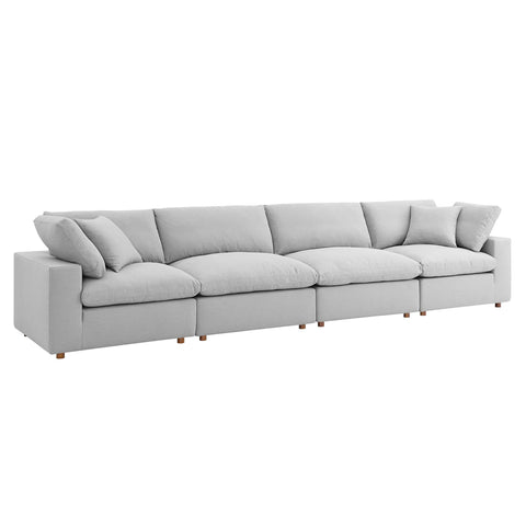 Oakestry Luxury Inspired Commix Down Filled Overstuffed 4 Piece Sectional Sofa Set Comfortable Indoor Sectional Sofa for Living Room Apartment Lounge Reception Area Premium Lounge Styling