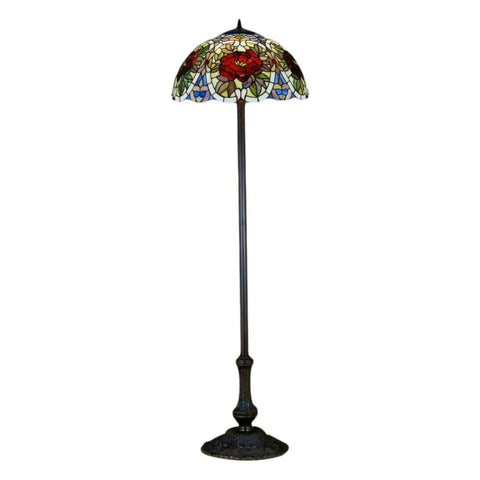 Oakestry 63 inches High Renaissance Rose Floor Lamp Elegant Floor Lamp Stained Glass Lighting Decorative Home Living Room Bedroom Office Vintage Style Durable Build Ambient Light