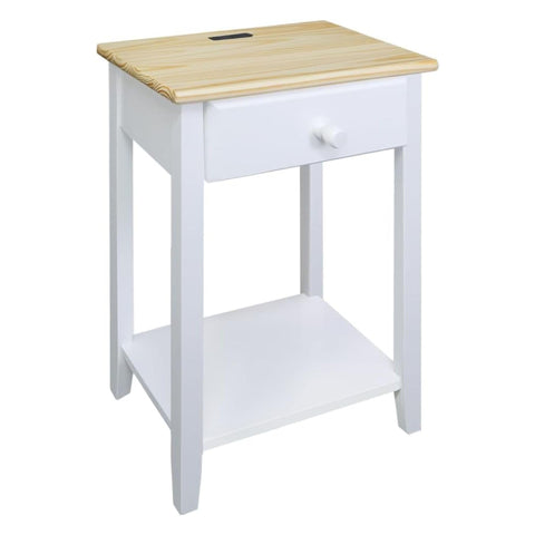 Night Owl Nightstand with USB Port - Natural White