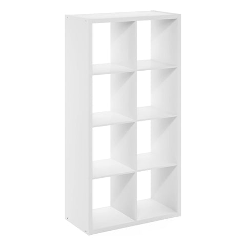 Oakestry Cubicle Open Back Decorative Cube Storage Organizer 8 Cube Wooden Shelving Unit Freestanding Display Shelf Modern Home Office Furniture (White)