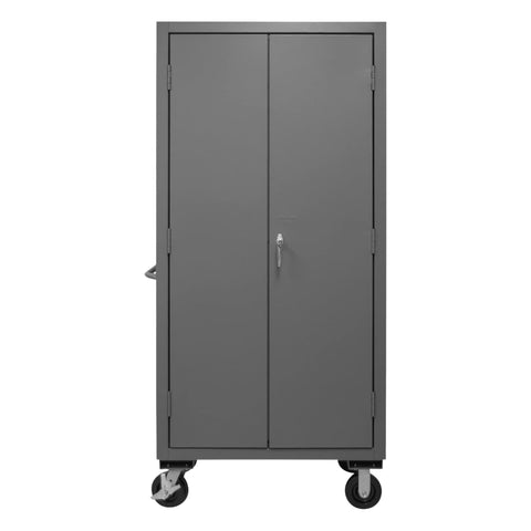 Oakestry Mobile Cabinet 36 x 24 x 81 in 14 Gauge Steel 4 Adjustable Shelves Flush Doors Casters Lockable Chrome Handle Gray Storage Cabinet