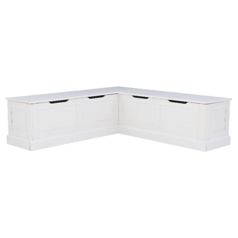Oakestry White Solid Pine L-Shaped Breakfast Nook with Hidden Storage, Backless Corner Bench, Built-in Look Seating, Includes 5-Piece Cushion & Pillow Set for Cozy Kitchen or Dining Spaces (Black)