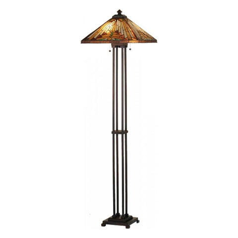 Oakestry 63InchH Nuevo Mission Floor Lamp Elegant Floor Lamp Stained Glass Lighting Decorative Home Living Room Bedroom Office Vintage Style Durable Build Ambient Light