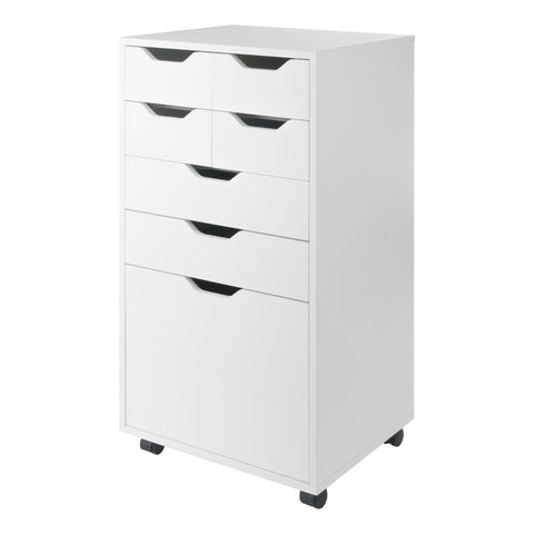 Oakestry Halifax Multi Storage High Mobile Cabinet White With Bins and Drawers Home Office Organizer Rolling Storage Tower Compact Utility Cabinet for Bedroom Living Room Workspace