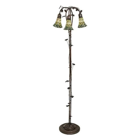 Oakestry 58 in High Stained Glass Pond Lily 3 Light Floor Lamp Elegant Floor Lamp Stained Glass Lighting Decorative Home Living Room Bedroom Office Vintage Style Durable Build Ambient Light