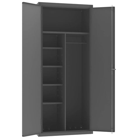 Oakestry Heavy Duty Cabinet 36 x 24 x 84 in 14 Gauge Steel 1 Fixed Shelf 4 Adjustable Shelves Hanger Bar Flush Doors Lockable Chrome Handle Gray