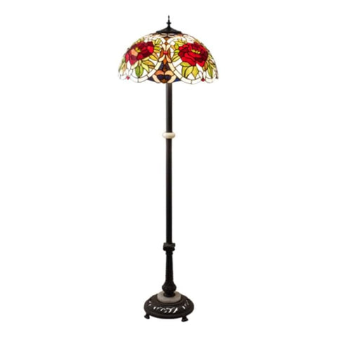 Oakestry 62 inches High Renaissance Rose Floor Lamp Elegant Floor Lamp Stained Glass Lighting Decorative Home Living Room Bedroom Office Vintage Style Durable Build Ambient Light