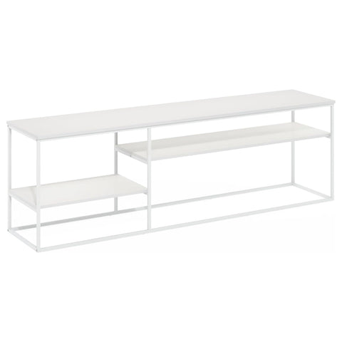 Oakestry Solid White Modern Lifestyle Entertainment Console with Wide Top Surface and Clean Storage Design for Contemporary Living Rooms