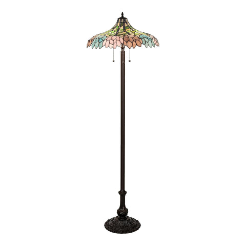 Oakestry 60Inch High Wisteria Floor Lamp Elegant Floor Lamp Stained Glass Lighting Decorative Home Living Room Bedroom Office Vintage Style Durable Build Ambient Light