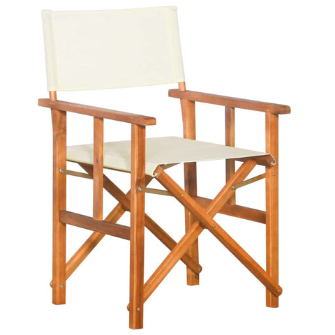 Oakestry Director Chair Brown and Cream Solid Acacia Wood and 100% Polyester – Outdoor Patio Seating, Weather Resistant Furniture