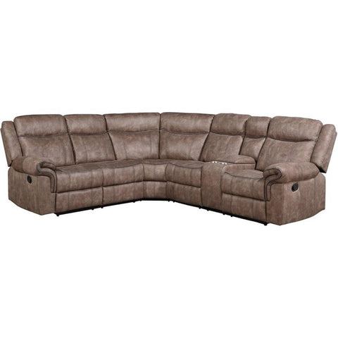 Dollum 2-Tone Chocolate Velvet Sectional Sofa - LV00397