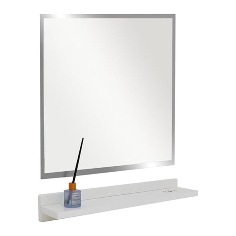Oakestry 23 Inch Frameless Mirror with Wireless Charging Shelf Wall Mounted Vanity Mirror Modern Design Built in Qi Charging Station Storage Shelf Bathroom Bedroom Durable Easy Installation