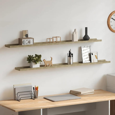 Oakestry Wall Shelves 2 pcs Sonoma Oak 45.3 inches x3.5 inches x1.2 inches Modern Designer Display Unit