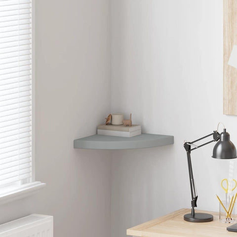Oakestry Floating Corner Shelf Gray 13.8 inches x13.8 inches x1.5 inches MDF Premium Contemporary Organizer