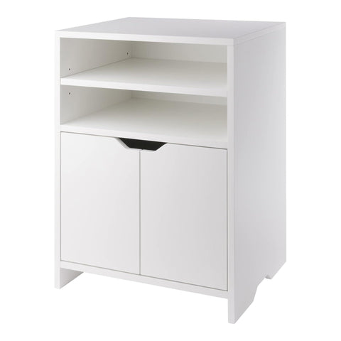 Oakestry Winsome Nova 4 Shelf Storage Cabinet White Modern Wooden Organizer with Adjustable Shelves for Home Office Bedroom Living Room and Entryway
