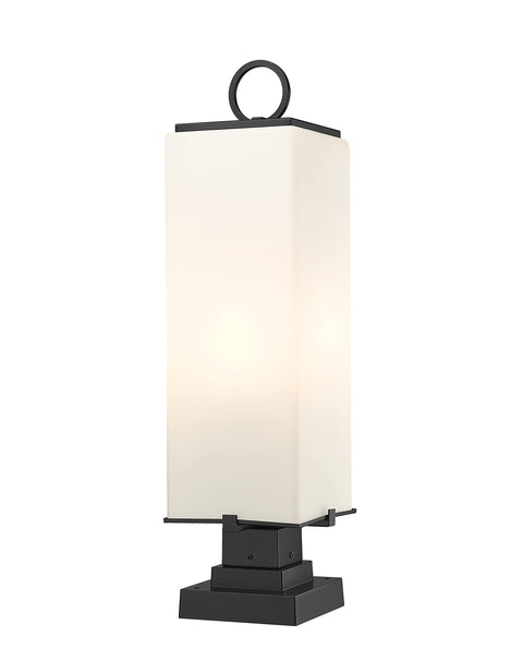 Oakestry Outdoor Post Light 3 Light Pier Mounted Fixture Black Aluminum with White Opal Glass Shades, Exterior Lantern for Gate, Fence, Patio and Landscape Lighting