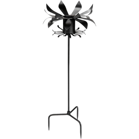 Oakestry Petals Wrought Iron Gazing Globe Stand – 32" H, Fits 6" & 10" Globes, Black Powdercoat