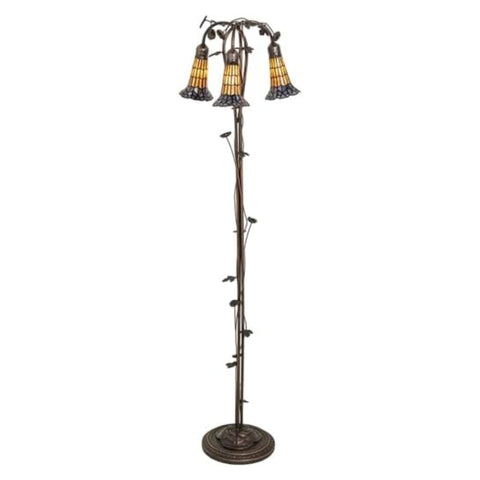 Oakestry 58 in High Stained Glass Pond Lily 3 Light Floor Lamp Elegant Floor Lamp Stained Glass Lighting Decorative Home Living Room Bedroom Office Vintage Style Durable Build Ambient Light