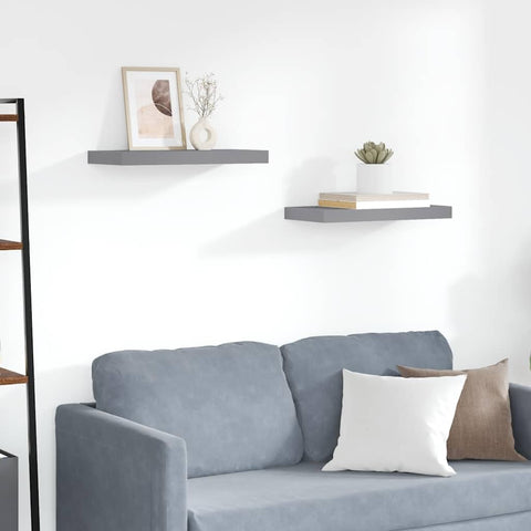 Oakestry Floating Wall Shelf Gray 19.7 inches x9.1 inches x1.5 inches MDF Modern Designer Display Unit