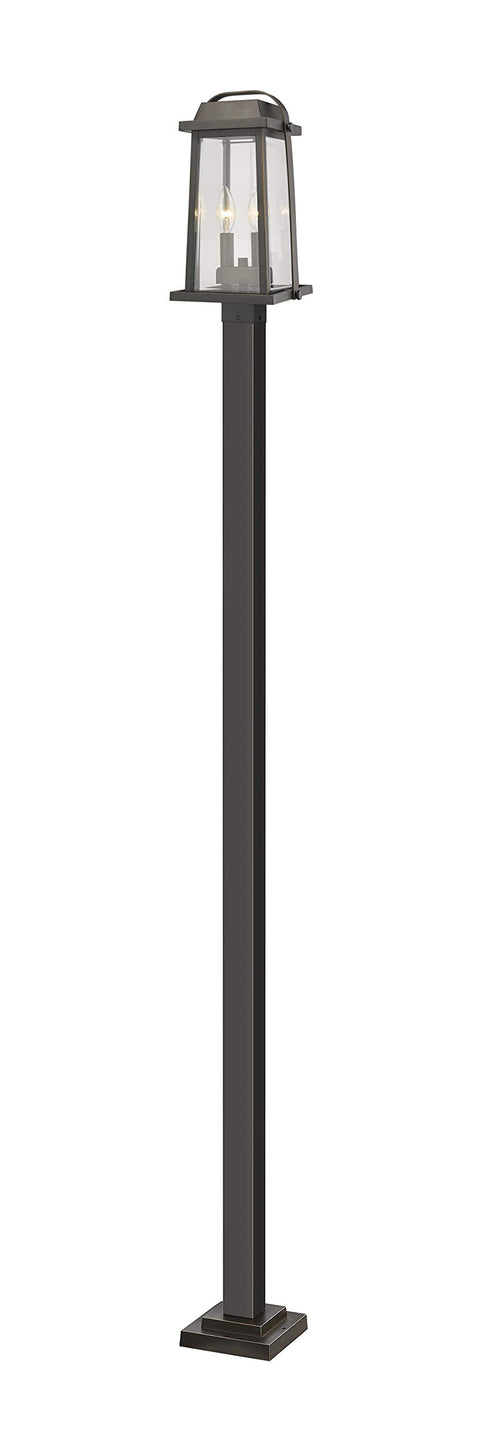 Oakestry Outdoor Post Light Fixture, Dark Brown Aluminum Body with Clear Glass Shade, Weather Resistant Exterior Lighting for Patio Garden Deck Pathway and Outdoor Spaces