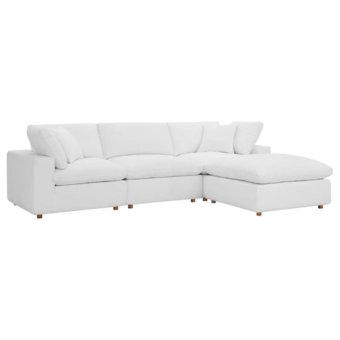 Oakestry Luxury Inspired Commix Down Filled Overstuffed 4 Piece Sectional Sofa Set Comfortable Indoor Sectional Sofa for Living Room Apartment Lounge Reception Area Everyday Premium Styling