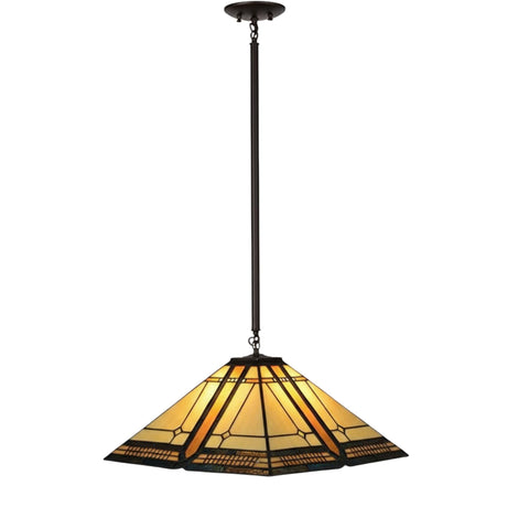 Oakestry 175Sq Sierra Prairie Mission Pendant Tiffany Style Lighting Fixture Stained Glass Decorative Indoor Lamp Vintage Classic Home Lighting Living Room Bedroom Office Dec