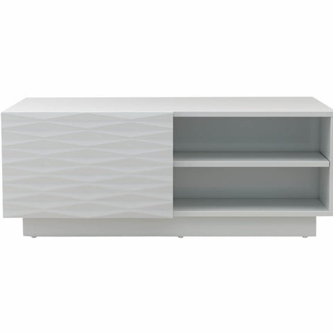 Modern Gloss White Hinwil Coffee Table with Push-to-Open Drawers & Dual-Tier Shelves – Engineered Wood Living Room Center Table