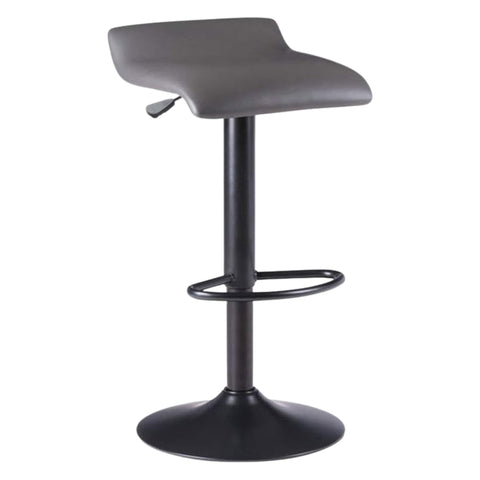 Oakestry Tarah 2-Pc Adjustable Swivel Bar Stools, Slate Gray Faux Leather Seats with Matte Black Base, Counter & Bar Height Seating Set