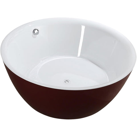 Oakestry Prato 59" Freestanding Acrylic Bathtub with Chrome Drain, Glossy Red Seamless Soaking Tub, Fiberglass Reinforced with Leveling Legs, 113 Gal Capacity