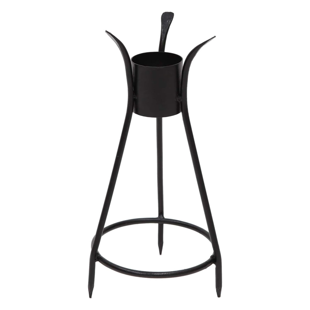 Oakestry Trestle III Spiked Metal Plant Stand Outdoor Ground Mount ...