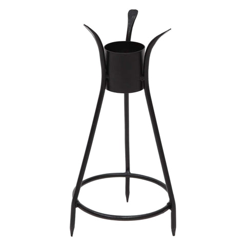 Oakestry Trestle III Spiked Metal Plant Stand Outdoor Ground Mount Riser for Garden Yard Lawn Patio Durable Stable Rust Resistant Decorative Display Support for Planters Globes Bowls