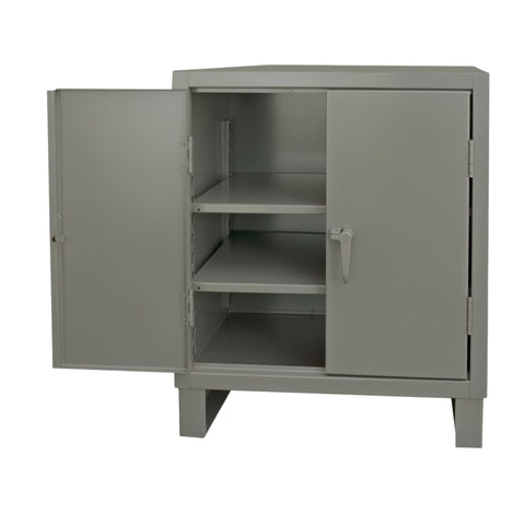 Oakestry Heavy Duty Cabinet 36 x 24 x 42 in 14 Gauge Steel 2 Adjustable Shelves Recessed Doors Pad Lock Handle Gray Storage Cabinet