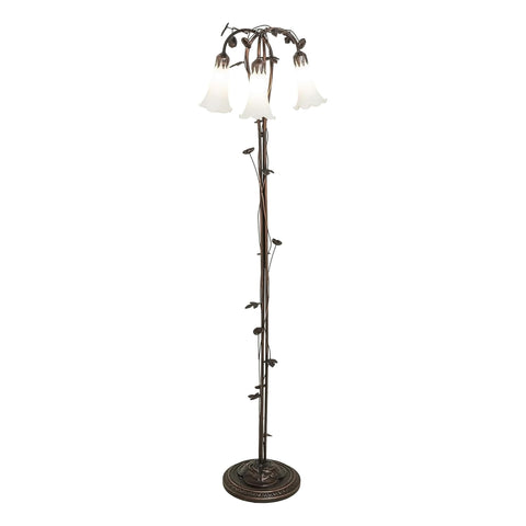 Oakestry 58 in High White Tiffany Pond Lily 3 Light Floor Lamp Elegant Floor Lamp Stained Glass Lighting Decorative Home Living Room Bedroom Office Vintage Style Durable Build Ambient Light
