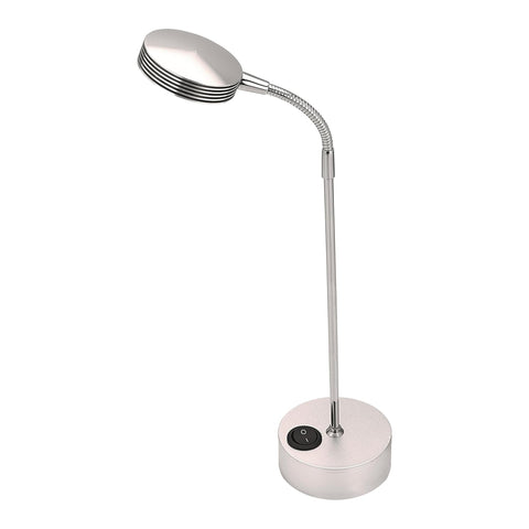 Oakestry LED Desk Lamp Silver Adjustable Gooseneck Energy Efficient Table Light Reading Study Office Bedroom Small Lamp
