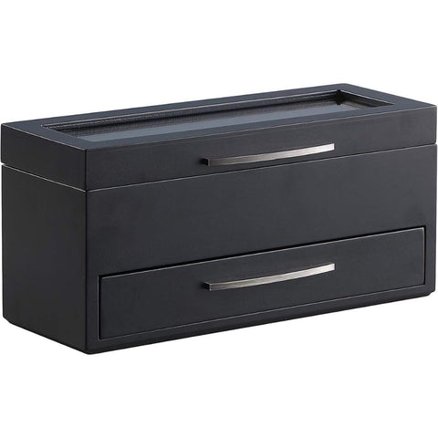 Oakestry Luxury Watch Box Organizer with Glass Display Lid and Soft Cushions for Men and Women Elegant Storage Case for Watches Jewelry and Accessories, Black