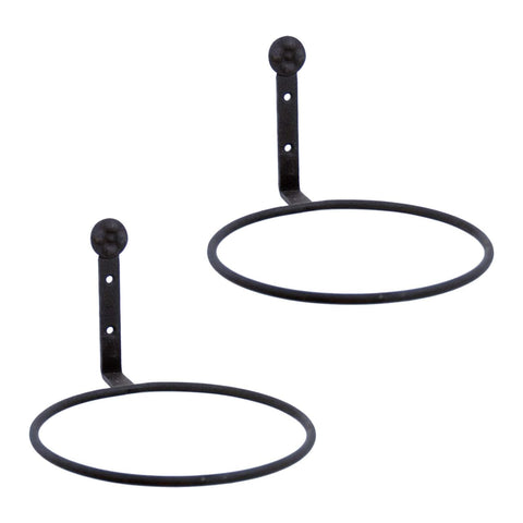 Oakestry Eight Inch Flower Pot Ring Two Pack Wall Mounted Planter Holder Metal Bracket Indoor Outdoor Garden Display Support