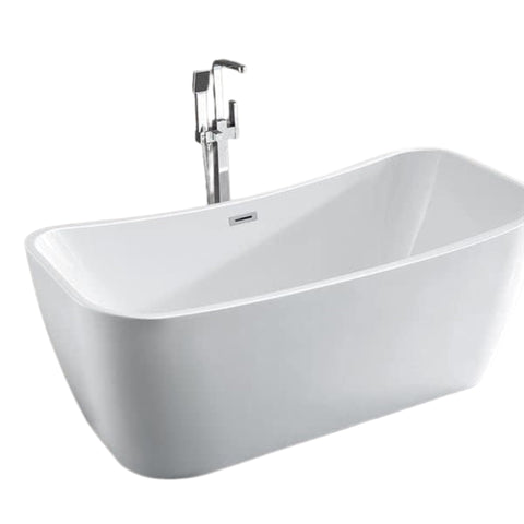 Oakestry Arles 67" Freestanding Acrylic Bathtub with Chrome Drain, Glossy White Seamless Soaking Tub, Fiberglass Reinforced with Leveling Legs, 68 Gal Capacity