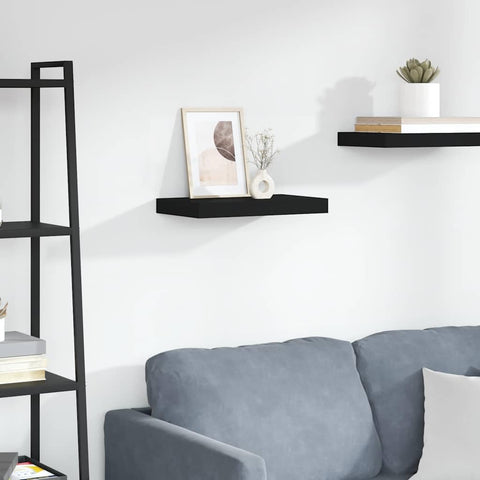 Oakestry Floating Wall Shelf Black 15.7 inches x9.1 inches x1.5 inches MDF Premium Contemporary Organizer